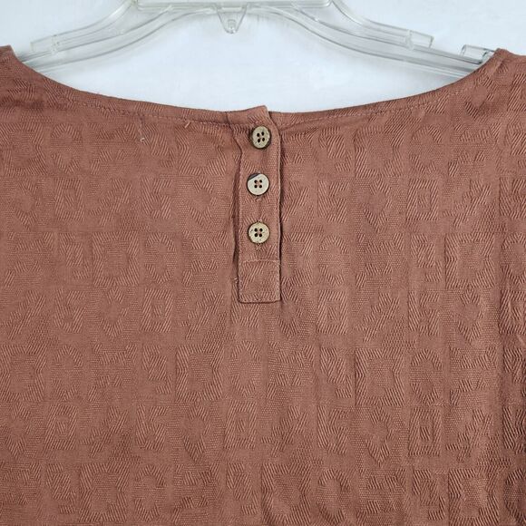 Garnet Hill Lagenlook Dress Rust Dobby Tie Sleeve Organic Cotton Jacquard Sz 8 - Picture 5 of 13